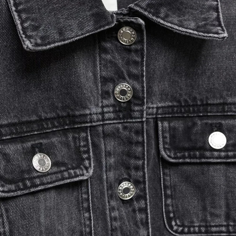 Mango Black Pocketed Denim Jacket/NWT/XXL - Picture 6 of 15